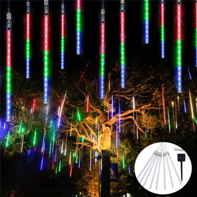 China Waterproof New Design Waterpoof Solar RGB Meteor Snow Shower Falling Rain Drop Christmas Party LED String Garden Lights Outdoor Decor for sale