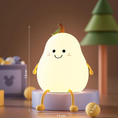 China Modern LED Night Light Pear Shaped Rechargeable/Battery Colorful Dimming Touch Table Lamp Bedside Decoration Light Cute Lamp for sale