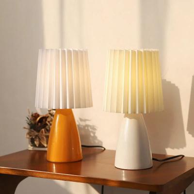 China Waterproof Desk Lamps Gilr Lamp Milkshake Glass Base Pleated Small Night Light Bedside Lamps for sale