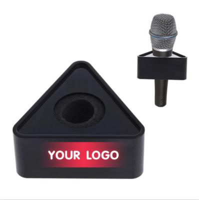 China Other Triangle Cube Microphone Flag Station With Custom Logo DIY Design TV Interview for sale