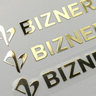 China Custom Waterproof UV Logo Sticker Waterproof 3d Metal Logo Thin Transfer Sticker With Custom Design for sale