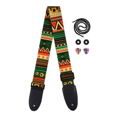 China New fashionable polyester guitar strap for bass, electric and acoustic guitars - includes 2 picks and 2 strap locks, for sale