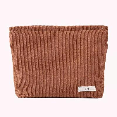 China Eco-Friendly Custom Large Capacity Pouch Travel Makeup Bag Corduroy Cosmetic Toiletry Bag for sale