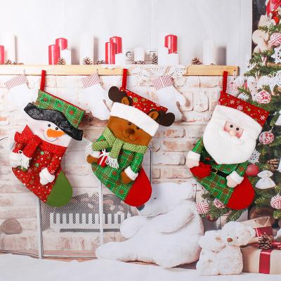 China Cloth Christmas Snowman Moose Christmas Socks Cartoon Gift Bag Gift Hanging Decoration for sale