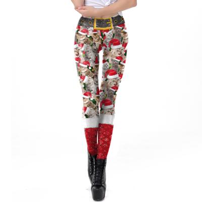 China Latest Design Girls Christmas Boutique Clothes Antibacterial Christmas Printed Skin Tight Leggings for sale