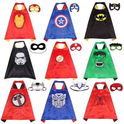 China Polyester superhero capes and mask for kids superhero costume double side capes superhero toy 4-10 years old kids best gifts for sale