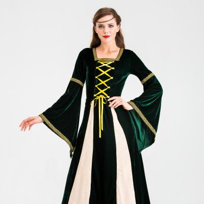 China Anti-static cosplay dress Halloween Europe and the United States Renaissance performance medieval retro clothing costume Irish velvet for sale