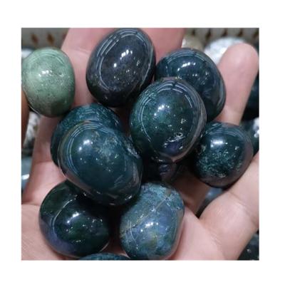 China China Natural Quartz Polished Crystals Healing Stones Green Moss Agate Volume Tumbled Stones For Sale for sale