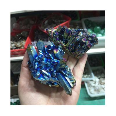 China Wholesale Natural Rough Cluster Crystal Angel Aura Europe Rainbow Quartz Healing Clear Crystal For Decoration for sale