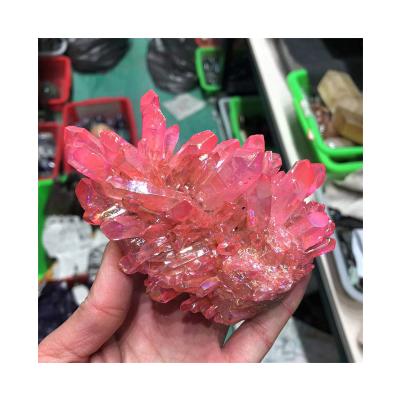 China Wholesale Europe Rose Natural Beautiful Aura Angelic Quartz Crystal Cluster Rough For Decoration for sale