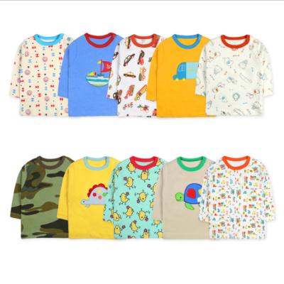 China Factory Price Wholesale Cheap QUICK DRY Cartoon Embroidery Baby T-shirt Long Sleeve Boys Clothing T-shirts 100% Cotton T-shirts For Girls for sale