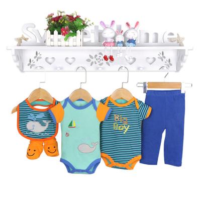 China Comfotable 5pcs Set Cotton Baby Rompers Cartoon Print Rompers Baby Clothes Sleeveless Girls Rompers+shoes+pants+bibs for sale