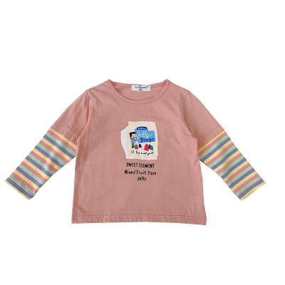 China Anti-Wrinkle Sleeve Kid Girls Sweater Cartoon Pattern Kid Girl Splicing Sweater Tops Colorful Striped Long Sleeve Tie Dye Sweater for sale