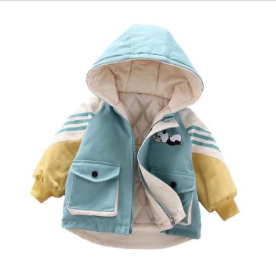 China Cute Anti-wrinkle Cartoon Print Boys Winter Coats Thicken Double Layer Boys Jackets Kids Winter Hooded Jacket For Boy With Hat for sale