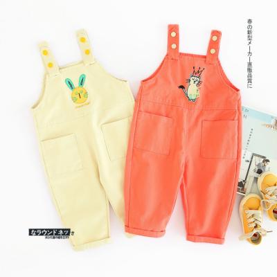 China Wholesale New Design Breathable Computer Embroidery Jeans Kids Bib Pants Girls Rompers Girls Suspender Pants Girls Bib Pants for sale