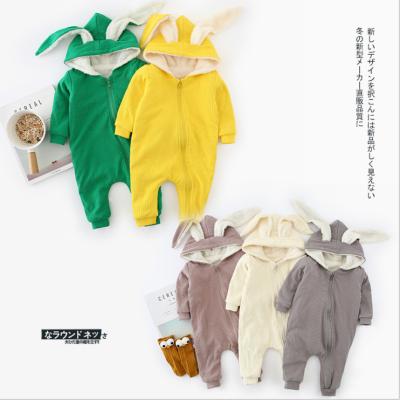 China QUICK DRY Rabbit Ear Design Fleece Hoodie Stretching Overalls Kids Zipper Long Sleeve Overalls Baby Rabbit Full Zipper Baby Overalls for sale