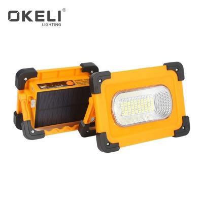 China OKELI Outdoor High Power Remote Control IP66 Waterproof 60w 80w RGB ABS All In One Led Solar Flood Light for sale