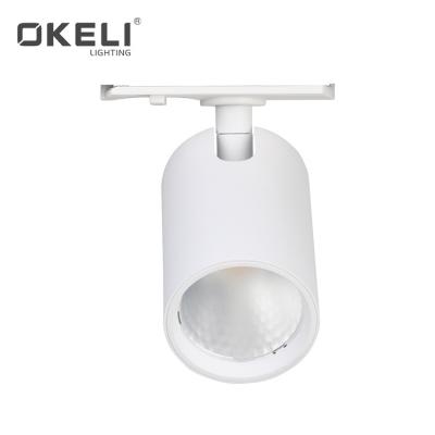 China High efficiency OKELI COB Ra80 spot light 10w 20w modern high quality commercial aluminum casing led track light for sale