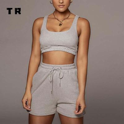 China Breathable Women Two Piece Sets 2021 New Casual Sports Wear Bra Shorts Two Piece Set Women Dress Sets for sale