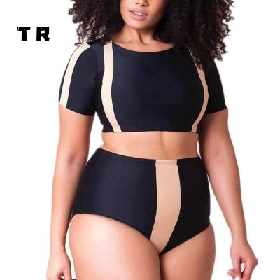 China 2021 breathable the best quality large capacity plain printed plus size bikini tops and swimwear girl beach wear size fitness for sale