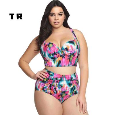 China Breathable Casual 2-Piece Set Casual Beachwear For Women Floral Print Slim Fit Bikini Swimwear 2021 Plus Size for sale