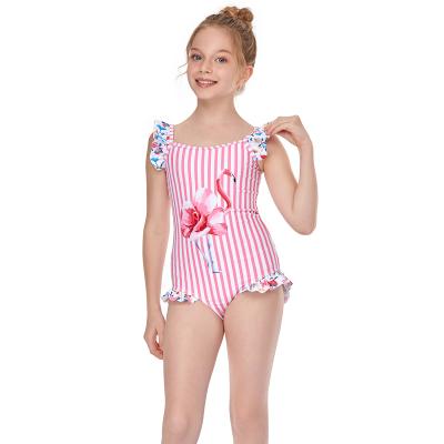 China Digital Print Strap Swimsuit Kids Anti-UV Kids Elastic Swimwear Gril Child Flamingo Swimwear for sale