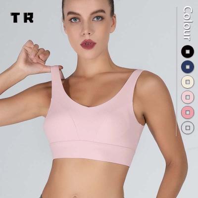 China Wholesale Breathable Logo Push Up Womens Vest Tie Up Wear Backless Sportswear Top Yoga Fitness Seamless Bra for sale