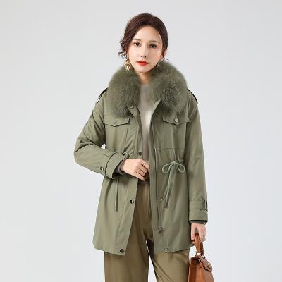 China GUNV Korea Women's Clothing Women's Mink Wool Ditch Coat Fox Anti-Shrink Mink Lashes Popular Anti-Shrink Fur Collar for sale