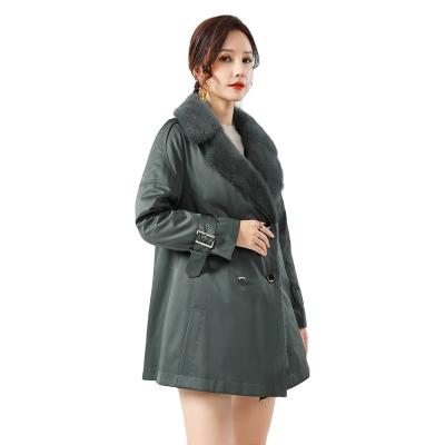 China Anti Shrink Double Faced Anti Shrink Woolen Coat With Real Fur /Winter Fox Fur Collar Long Plus Size Ladies Womens Cashmere Cardigans Handmade Women for sale