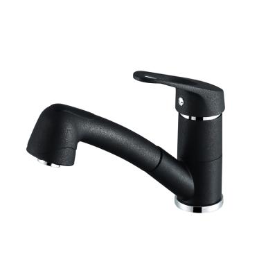 China New Design Modern Deck Mounted Single Handle Matte Black Pull Out Kitchen Faucet Mixer Tap for sale