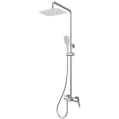 China Wall Mounted Sliding Bar With Polished Three Function Shower Set Bathroom Shower Faucet for sale