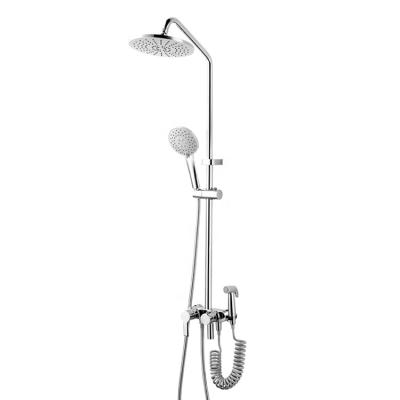 China Wall Mounted Brass Slide Bar 4 Ways Bathroom Shower Faucet Being Set With Bidet Sparyer for sale