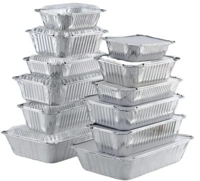 China Recycle Alloy 3004 Aluminum Colors Foil Food Container For Airline Aluminum Foil Box Aluminum Tray With Lid for sale