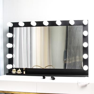 China New Hollywood Style Dressing Table Lighted Interactive Touch Screen Led Makeup Mirror For Beauty Salon for sale