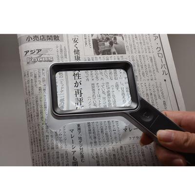 China PMMA lens & ABS Base Handheld Telling Magnifier Led Square Led Magnifying Glass With Battery Inside for sale