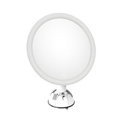 China Lighted 10X Magnifying Makeup Mirror With Lock Suction Cup , Wall Mounted Illuminated LED Makeup Mirror for sale