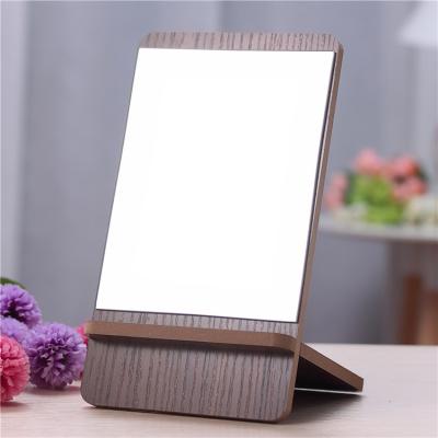 China Custom High Quality Natural Wooden Desktop Table Makeup Cosmetic Mirror for sale