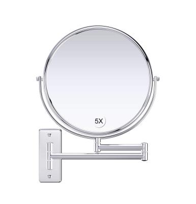 China Magnifying Wall Mounted Magnifying Mirror With 2X 3X 5X Magnification, Double Sided Adjustable Extendable Bathroom Vanity Makeup Mirror for sale