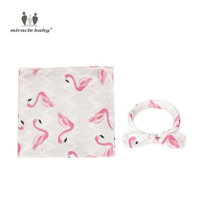 China Miracle WARM Baby Receiving Blanket with Floral Baby Headband Knot Top Baby Wrap Wrap for sale