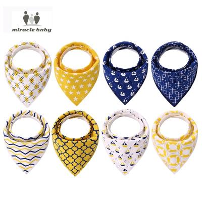 China Miracle Baby Toddler Antibacterial Bibs Set 8 Pack Bandana Cotton Baby Bib Muslin Baby Bibs for sale