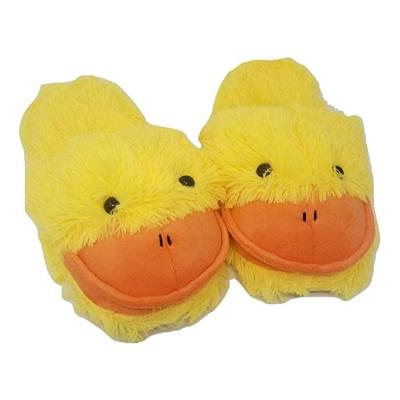 China Anti-odor Winter Duck Plush Slippers Without Heels Custom Made Indoor Embroidered Slippers for sale