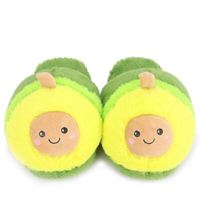 China Anti-Smell Winter Avocado Plush Slippers With Heels Custom Colorful Indoor Embroidered Slippers for sale