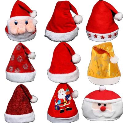 China Plush Wholesale Customized Logo Plush Christmas Santa Hat for sale