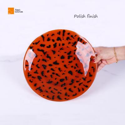 China Home/Hotel Polyresin Tray Custom Handmade Leopard Style Serving Home Decorative Food Grade Crudités Serving Dish for sale