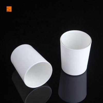 China Home Decoration Wholesale Frosted Decoration White Glass Candle Jars Round Candle Holder for sale