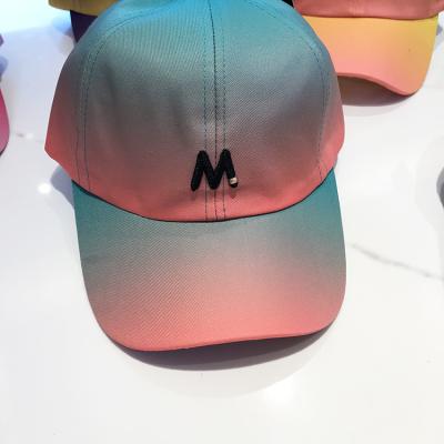 China Street M Letter Fluorescent Gradient Korean COMMON cool color personality student All-match baseball hat male female for sale