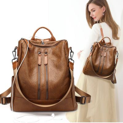 China 2021 sewing thread summer wholesale new Amazon double pull mom bag zipper ladies backpack for sale