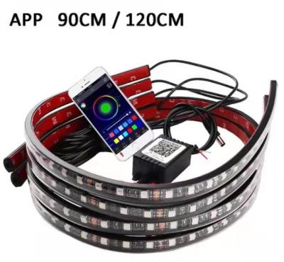 China Decorative Light Car LED RGB Chassis Light Auto Underglow Lights Atmosphere Lamp Neon Lamp APP Remote Control Led Exterior Car Flexible Strips for sale