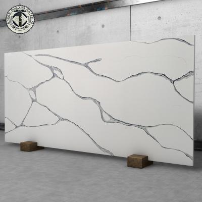 Cina Calacatta series grey vein white sintered stone engineer quartz slabs Vietnam artificial quartz stone in vendita