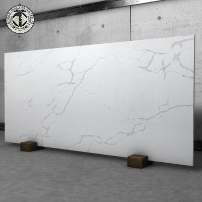 Cina Manufacturer Calacatta White Engineered Quartz Stone Calacatta Artificial Vanity Quartz Sintered Stone in vendita